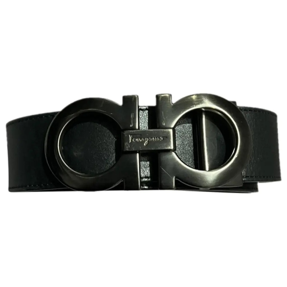 NEW Salvatore Ferragamo Men's Reversible Leather Double-Gancio Black /Brown Belt